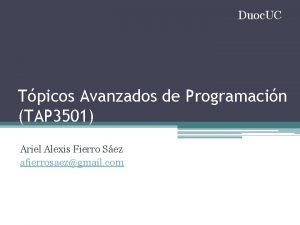 Duoc UC Tpicos Avanzados de Programacin TAP 3501