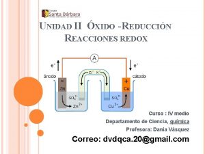 UNIDAD II XIDO REDUCCIN REACCIONES REDOX Curso IV