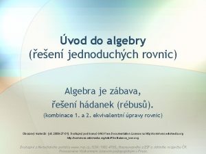 vod do algebry een jednoduchch rovnic Algebra je