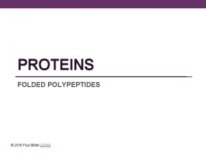 PROTEINS FOLDED POLYPEPTIDES 2016 Paul Billiet ODWS PRIMARY