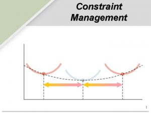 Constraint Management 1 How Constraint Management fits the