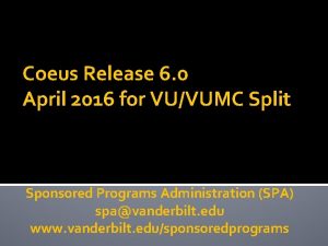 Coeus Release 6 0 April 2016 for VUVUMC