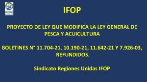 IFOP PROYECTO DE LEY QUE MODIFICA LA LEY