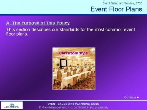 Event Setup and Service 8730 Event Floor Plans