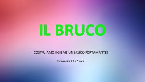 IL BRUCO COSTRUIAMO INSIEME UN BRUCO PORTAMATITE Per