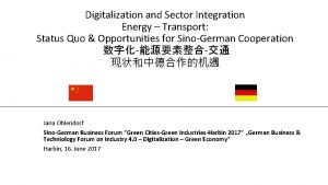 Digitalization and Sector Integration Energy Transport Status Quo