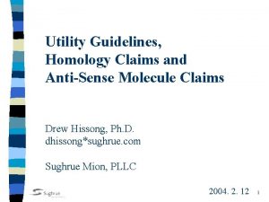 Utility Guidelines Homology Claims and AntiSense Molecule Claims