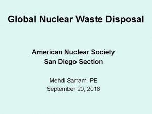 Global Nuclear Waste Disposal American Nuclear Society San