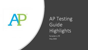 AP Testing Guide Highlights Sprayberry HS May 2020