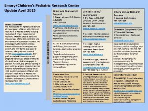 EmoryChildrens Pediatric Research Center Update April 2015 Grant