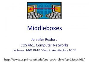 Middleboxes Jennifer Rexford COS 461 Computer Networks Lectures