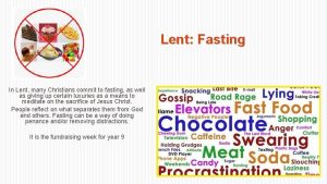 Lent Fasting In Lent many Christians commit to