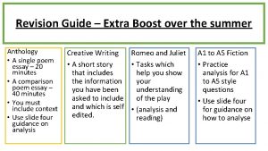 Revision Guide Extra Boost over the summer Anthology