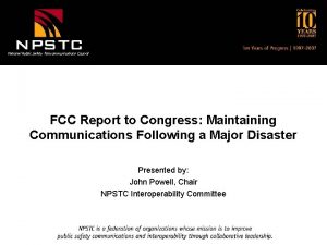 National Public Safety Telecommunications Council FCC Report to