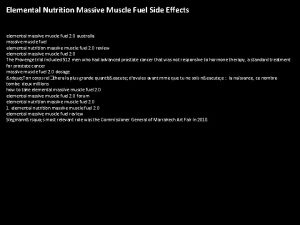 Elemental Nutrition Massive Muscle Fuel Side Effects elemental