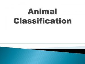 Animal Classification Classification of Animals Living organisms are