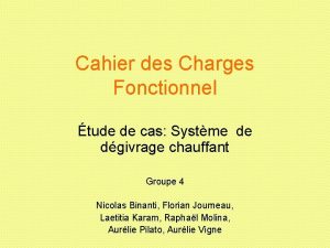 Cahier des Charges Fonctionnel tude de cas Systme