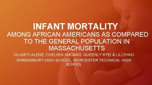 INFANT MORTALITY AMONG AFRICAN AMERICANS AS COMPARED TO