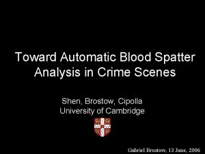 Toward Automatic Blood Spatter Analysis in Crime Scenes