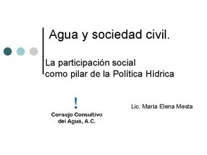 Agua y sociedad civil La participacin social como