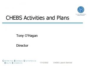 CHEBS Activities and Plans Tony OHagan Director 17122002