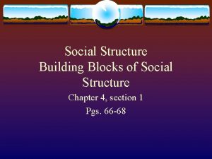 Social Structure Building Blocks of Social Structure Chapter