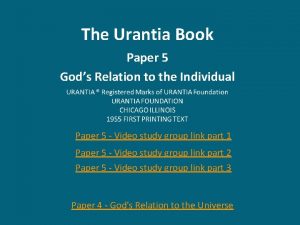 The Urantia Book Paper 5 Gods Relation to