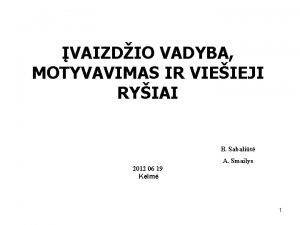 VAIZDIO VADYBA MOTYVAVIMAS IR VIEIEJI RYIAI B Sabalit