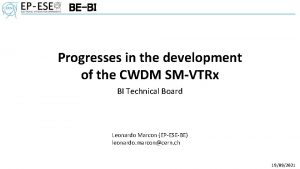 BEBI Progresses in the development of the CWDM