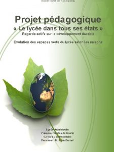 Dossier ralis par N Dumazateau Projet pdagogique Le