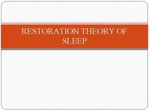 RESTORATION THEORY OF SLEEP 5 MINUTES 1 According