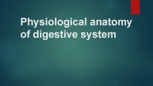 Physiological anatomy of digestive system Digestive system The