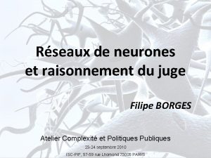 Rseaux de neurones et raisonnement du juge Filipe