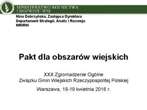 Nina Dobrzyska Zastpca Dyrektora Departament Strategii Analiz i