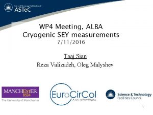 WP 4 Meeting ALBA Cryogenic SEY measurements 7112016