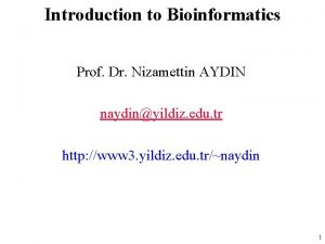 Introduction to Bioinformatics Prof Dr Nizamettin AYDIN naydinyildiz