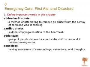 8 Emergency Care First Aid and Disasters 1