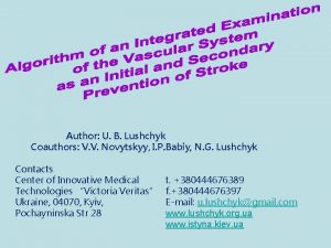 Author U B Lushchyk Coauthors V V Novytskyy