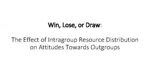 Win Lose or Draw The Effect of Intragroup