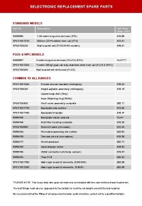 SELECTRONIC REPLACEMENT SPARE PARTS STANDARD MODELS Part No