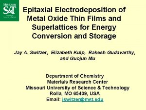 Epitaxial Electrodeposition of Metal Oxide Thin Films and