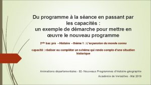 Du programme la sance en passant par les