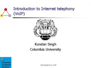 Introduction to Internet telephony Vo IP Kundan Singh