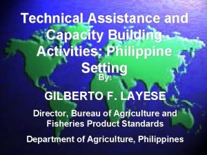 Technical Assistance and Capacity Building Activities Philippine Setting