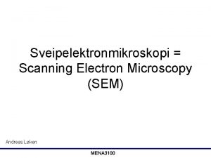 Sveipelektronmikroskopi Scanning Electron Microscopy SEM Andreas Lken MENA