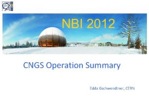 CNGS Operation Summary Edda Gschwendtner CERN Outline Introduction