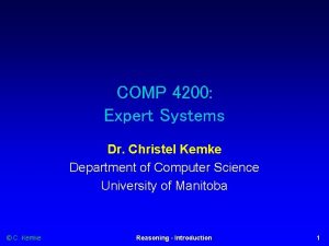 COMP 4200 Expert Systems Dr Christel Kemke Department