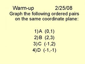 Warmup 22508 Graph the following ordered pairs on