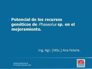 n Potencial de los recursos genticos de Phaseolus