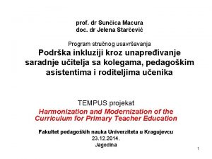 prof dr Sunica Macura doc dr Jelena Starevi